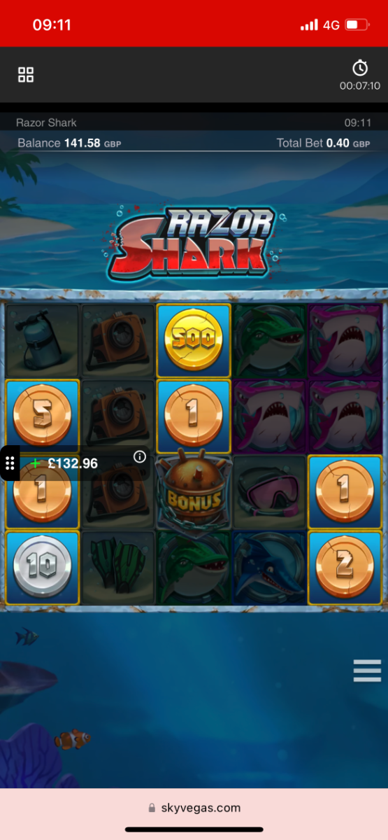 Razor Shark 500x Gold Coin!