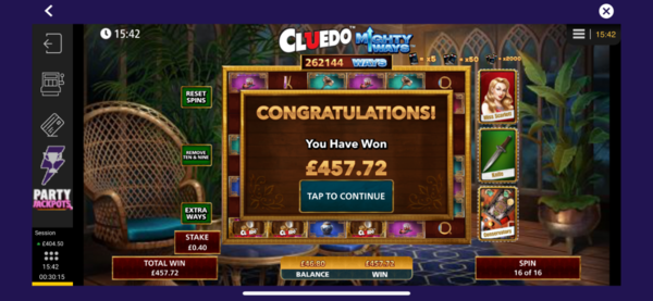 Cluedo Mighty Ways Huge Win!