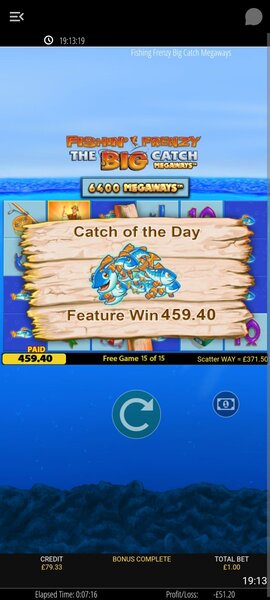 Fishin' Frenzy Bonus Goes Off!