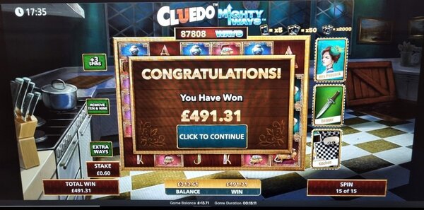 Cluedo Mighty Ways Massive Win!