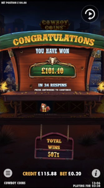 Huge Win on Cowboy Coins!