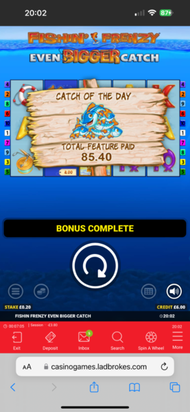 Fishin' Frenzy Bonus Goes Huge!