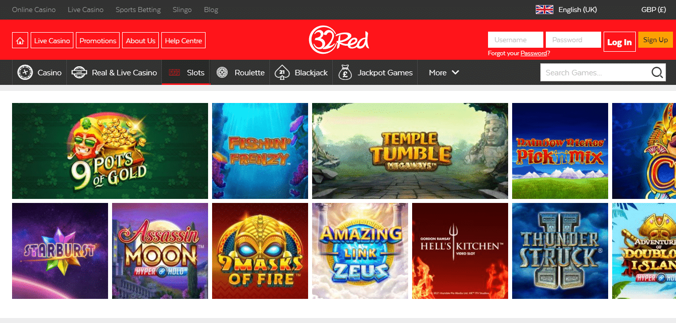 32Red Game Selection