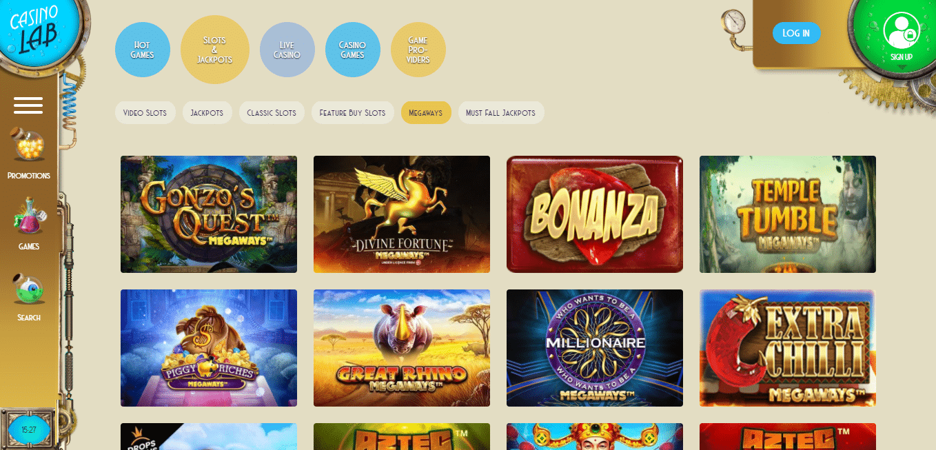 Casino Lab Game Selection