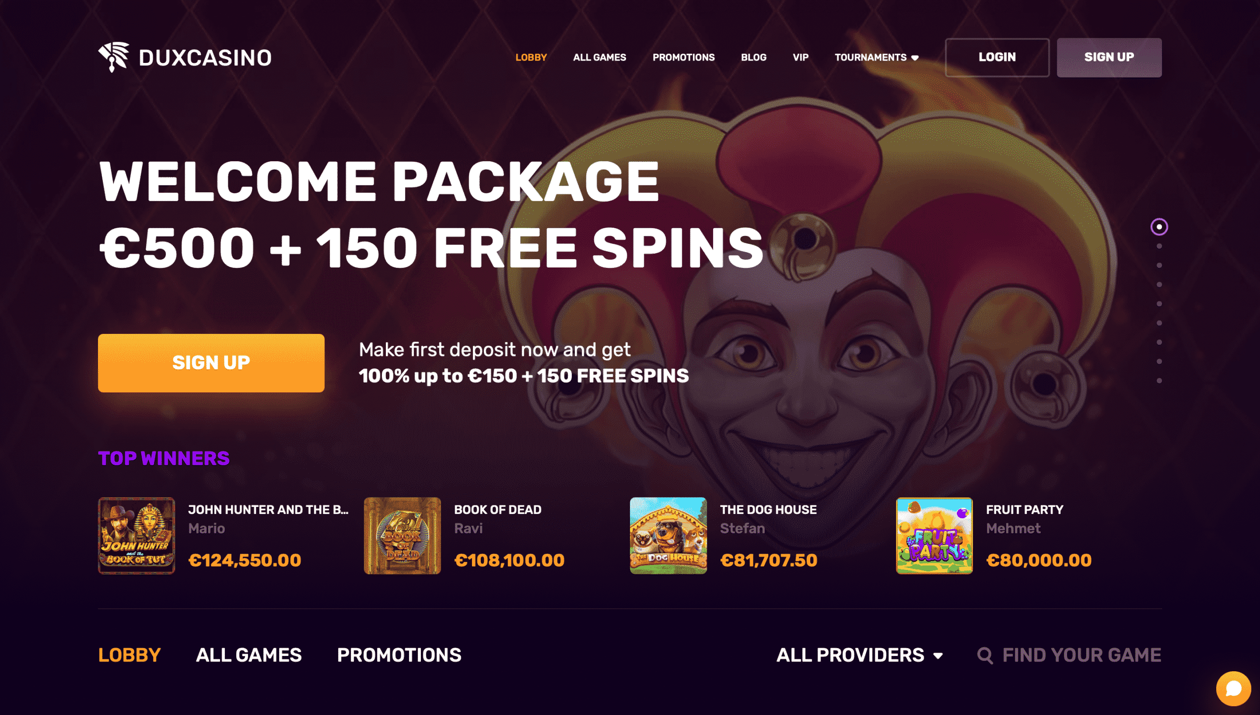 Duxcasino Homepage