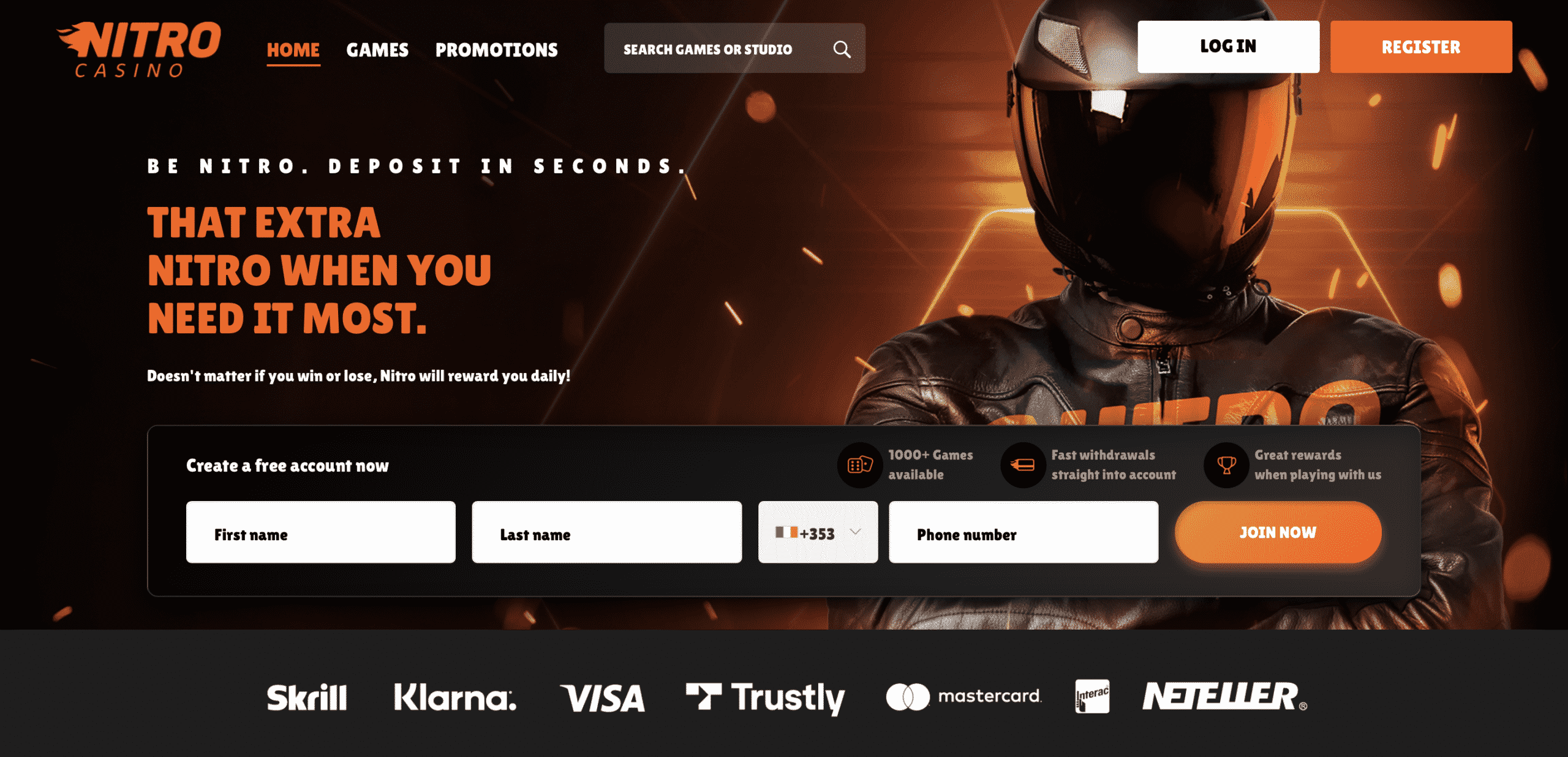 NitroCasino Homepage