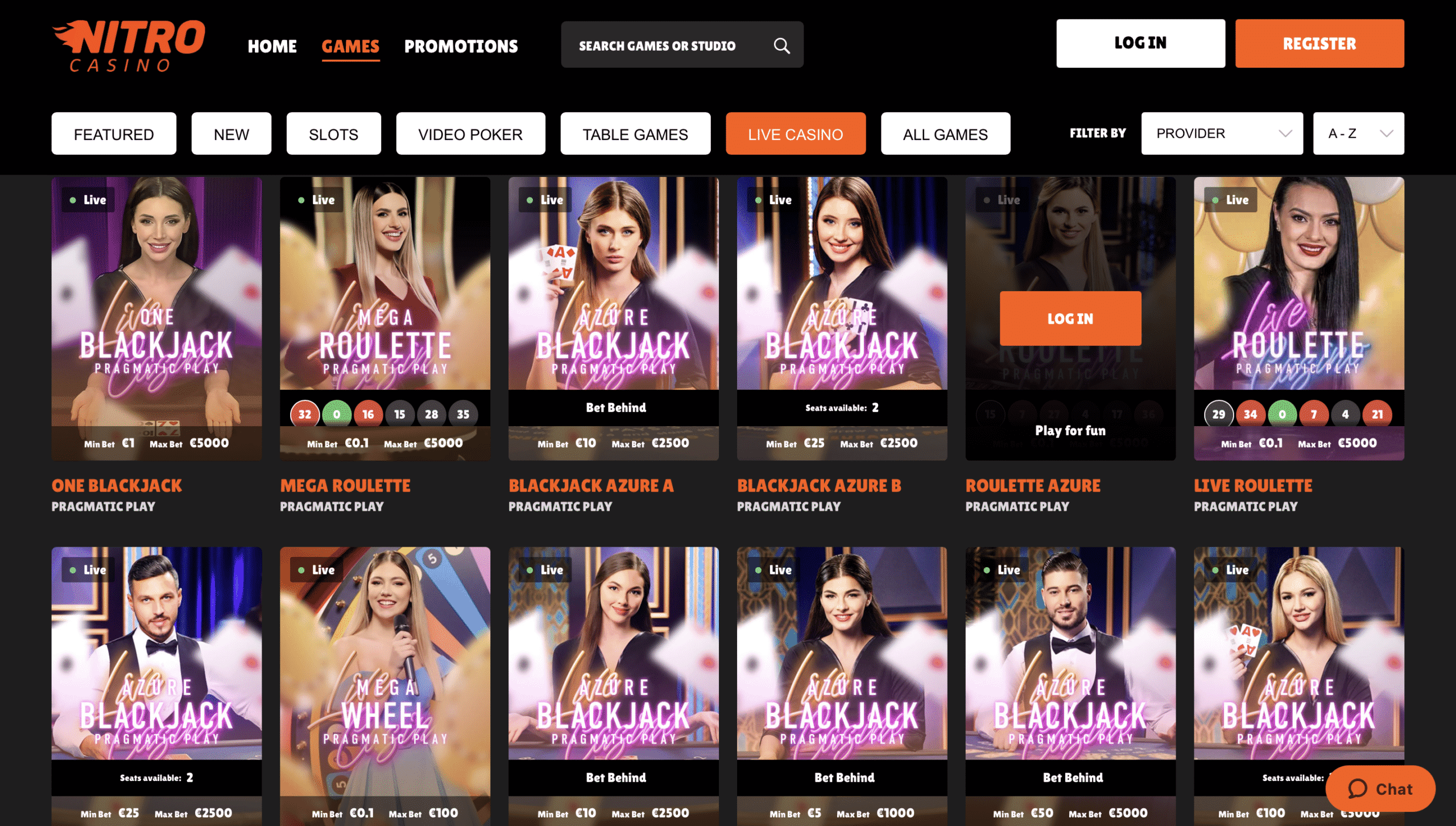 NitroCasino Live Casino