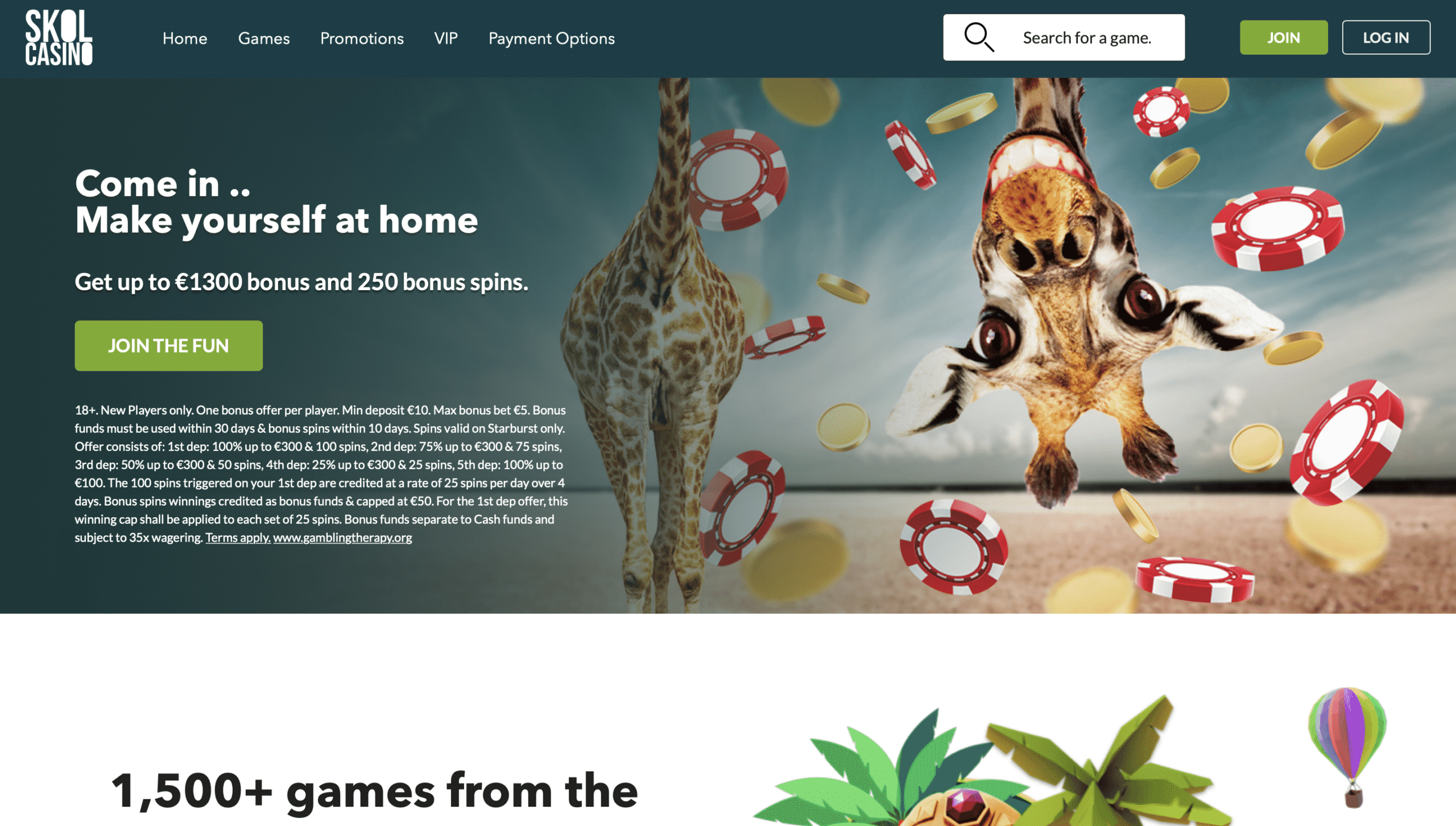 Skol Casino Homepage