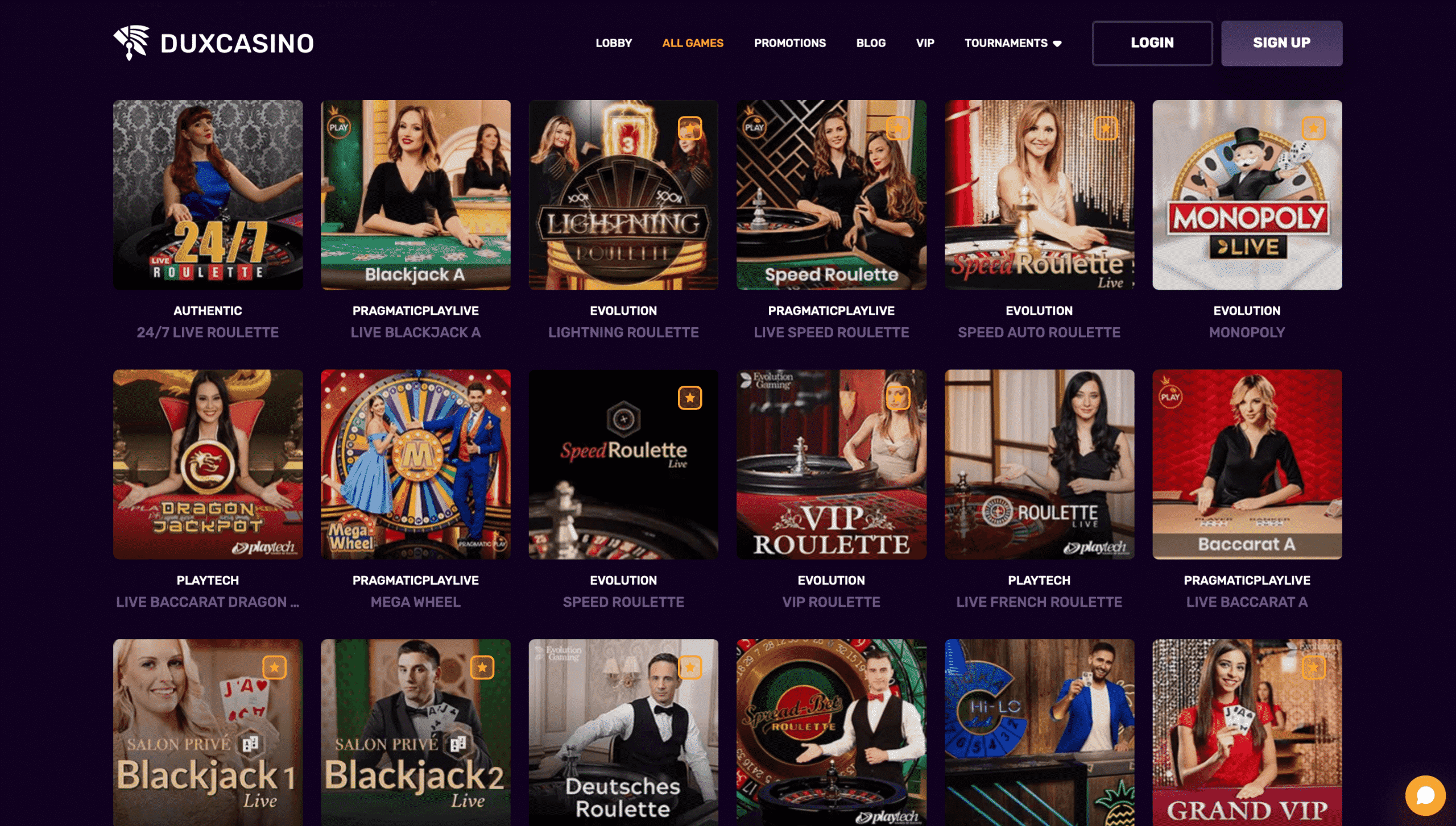 Duxcasino Live Casino